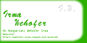 irma wehofer business card